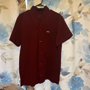FIGS- Burgundy "Moree" Classic Collared Scrub Top (Size M)